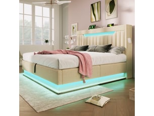 Lit coffre 180x200 cm <strong></strong>  <strong>Seren Glow</strong> coloris beige