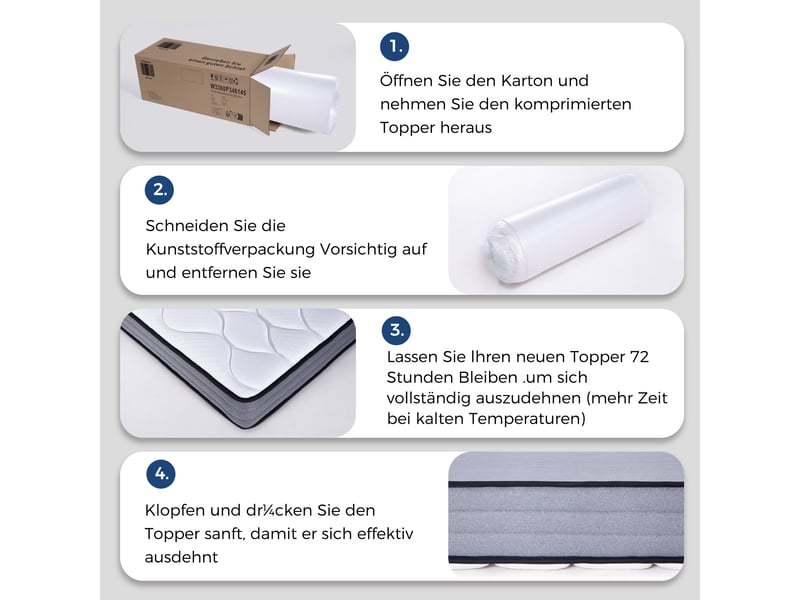  Matelas à ressorts ensachés 160 × 200 cm h3, 7 zones avec mousse à mémoire de forme, confort 20 cm, blanc gris  - Conforama E