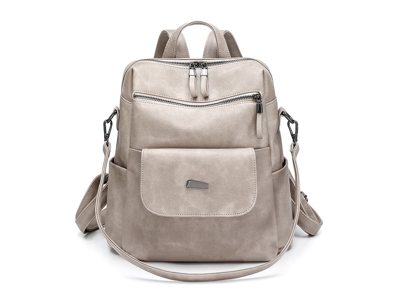  Sac à dos femme en cuir, petit format – imperméable, anti-vol, bandoulière pour ladies-blanc cassé  - Conforama A