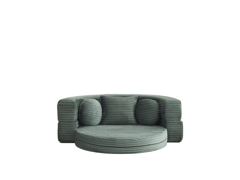 Canapé-lit 4-en-1 multifonction, sofa demi-rond convertible en lit rond, design compact - Conforama A