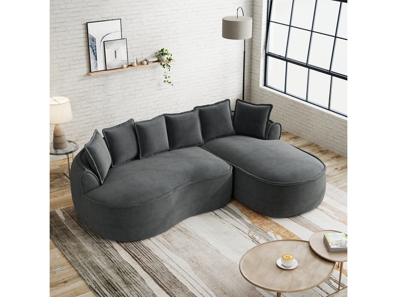  Canapé modulable 252x164x67 cm tissu chenille assise profonde mobilier de salon assise confortable moderne gris OPULERANE TRADING LTD - Conforama B