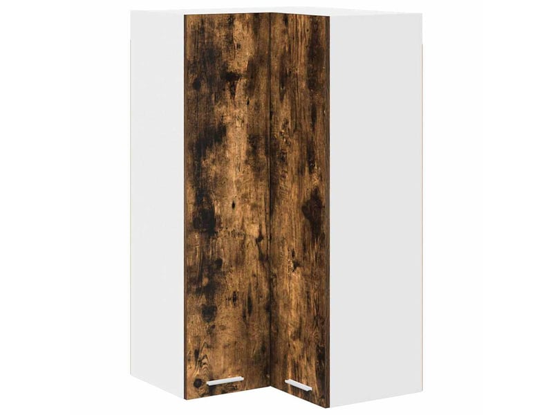  Meuble de rangement cuisine, armoire suspendue chêne fumé et blanc 57x57x100cm  - Conforama A