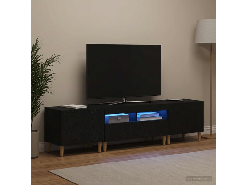 Ensemble de 3 meubles tv - banc tv - meuble de rangement led delft noir bois d'ingénierie - Conforama B