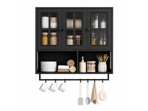 Vitrine coloris noir 2 étagère(s) HAUSS SPOLE  - 88 cmx82.5 cm