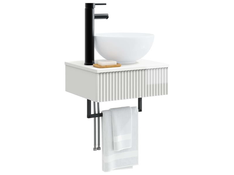 Basin de lavage mural, lavabo blanc brillant 40x35x39 cm  - Conforama C