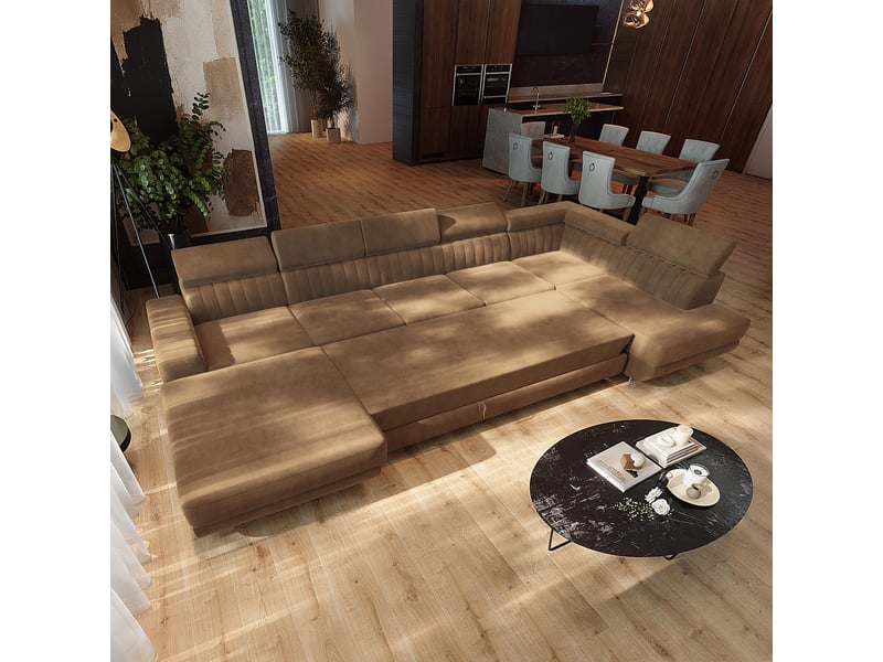 Canapé d'angle gaian, velours beige - Conforama D