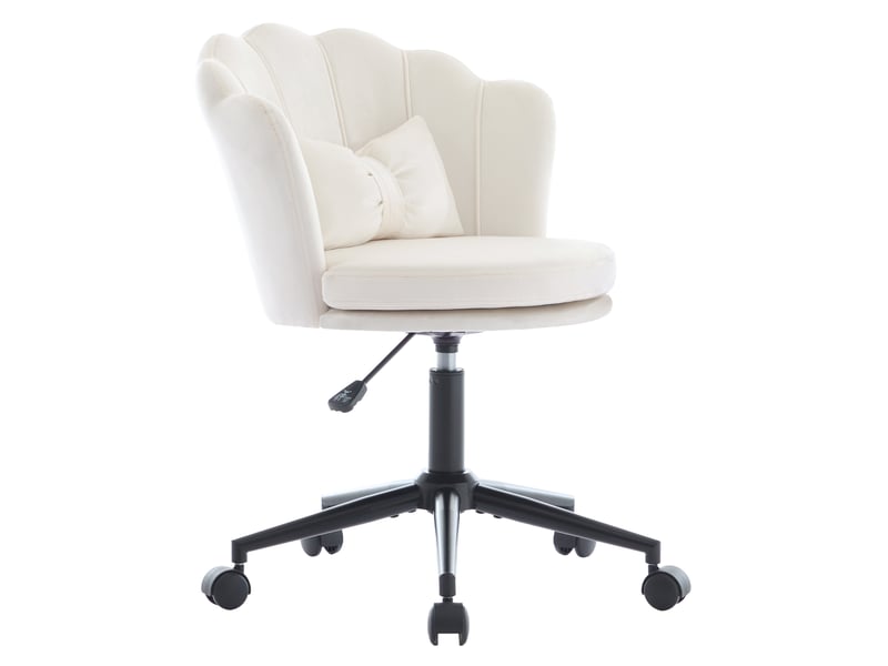  Chaise de bureau beige en velours réglable et pivotante à 360°  - Conforama A