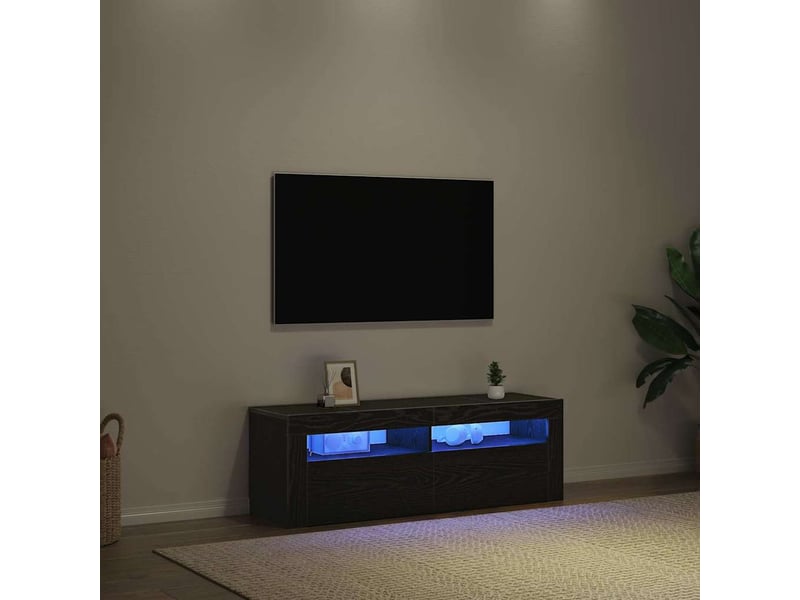 Meuble tv - banc tv - meuble de rangement 120 x 35 x 40 cm chêne noir bois d'ingénierie - Conforama E