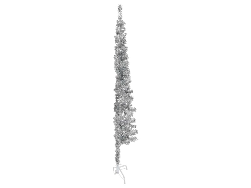  Demi sapin de noël, arbre de noël artificiel mince avec support argenté 150 cm  - Conforama A