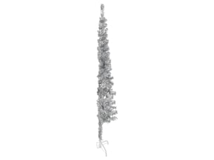 Demi sapin de noël, arbre de noël artificiel mince avec support argenté 150 cm