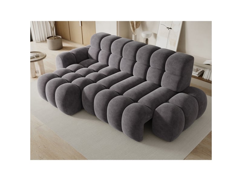  Canapé d'angle convertible bulla 3 places gris – tissu effet alcantara avec extension d'assise électrique  - Conforama D