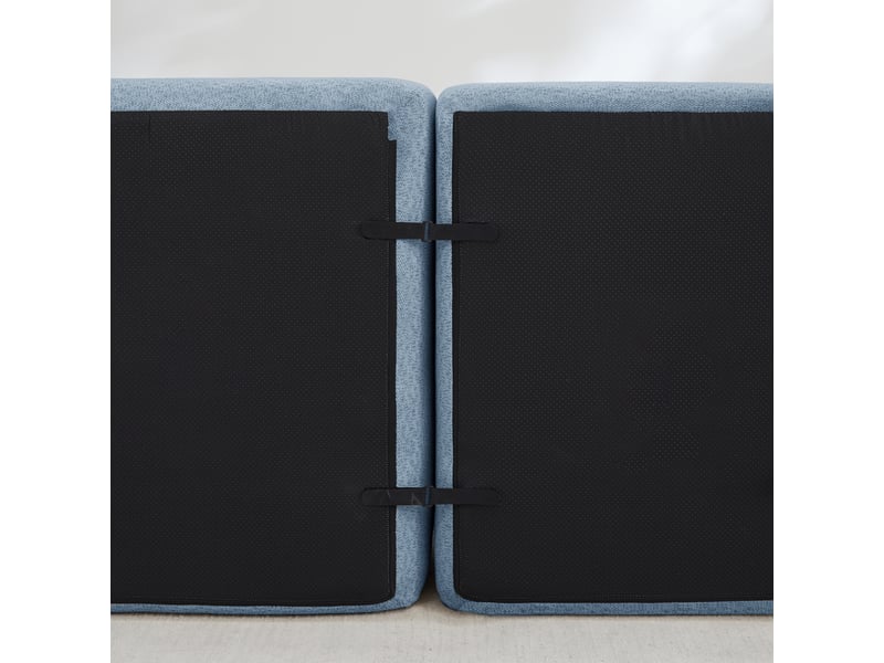 Canapé d’angle coquille 3 places avec pouf bleu – 288 x 165 x 79 cm Fay Lum - Conforama R