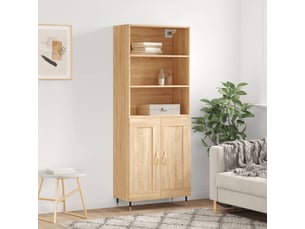 Buffet haut - bahut - meuble de rangement chêne sonoma 69,5x34x180 cm bois d'ingénierie