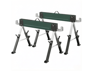Lot de 2 tréteaux pliants 116x64 cm réglables en hauteur en métal vert et noir