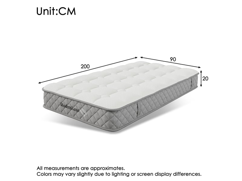  Matelas 90x200 cm à ressorts ensachés 7 zones h3 coloris blanc  - Conforama C