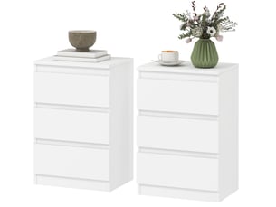 Tables de chevet tcqpz lot de 2 40 x 30 x 59,5 cm 3 tiroirs mdf blanc