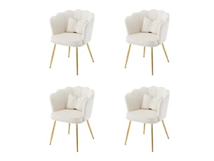 Lot de 4 chaises de salle à manger,63x58x77 cm,avec pieds métal doré,velours,beige