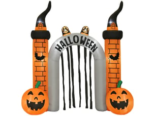 Arche gonflable halloween avec 10 led, motifs citrouilles et chauves-souris, pour entrée et jardin, 325×105×322 cm
