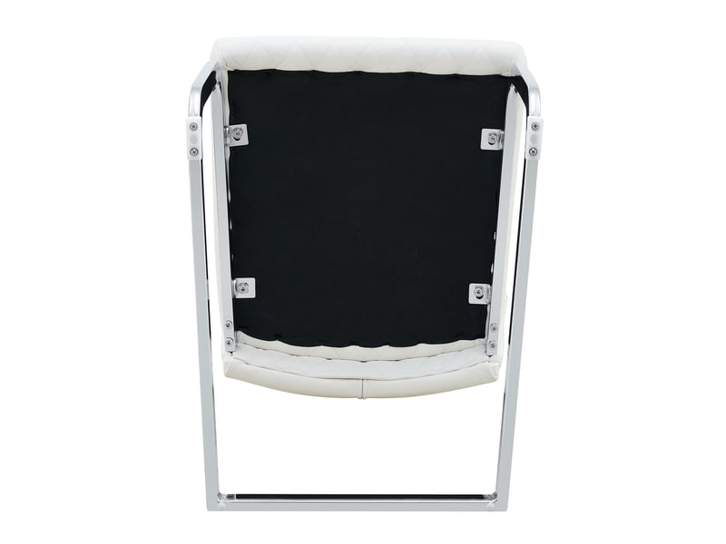  Set de 2 chaises de salle à manger en tissu à motif losange blanc, dossier haut et assise rembourrée, piètement métal argenté antidérapant et résistant, idéal pour restaurant  - Conforama D