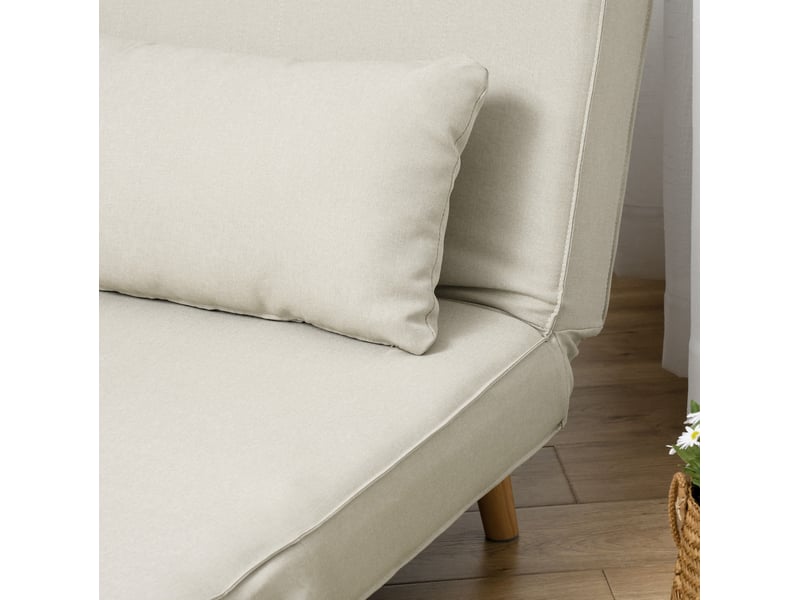  Canapé convertible 94x78x80 cm dossier réglable bois blanc crème  - Conforama C