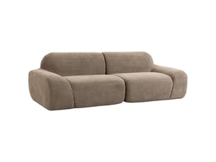 Canapé 3 places en chenille 244 cm, canapé salon moderne, assise et accoudoirs larges, ressorts ensachés, marron clair