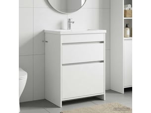 Meuble sous lavabo de salle de bain, commode blanc 56x37.5x81 cm shl87
