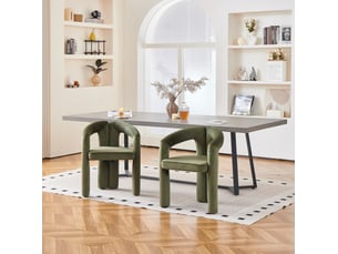 Lot de 2 chaises de salle à manger avec accoudoirs, mousse, tissu couleur vert, design moderne