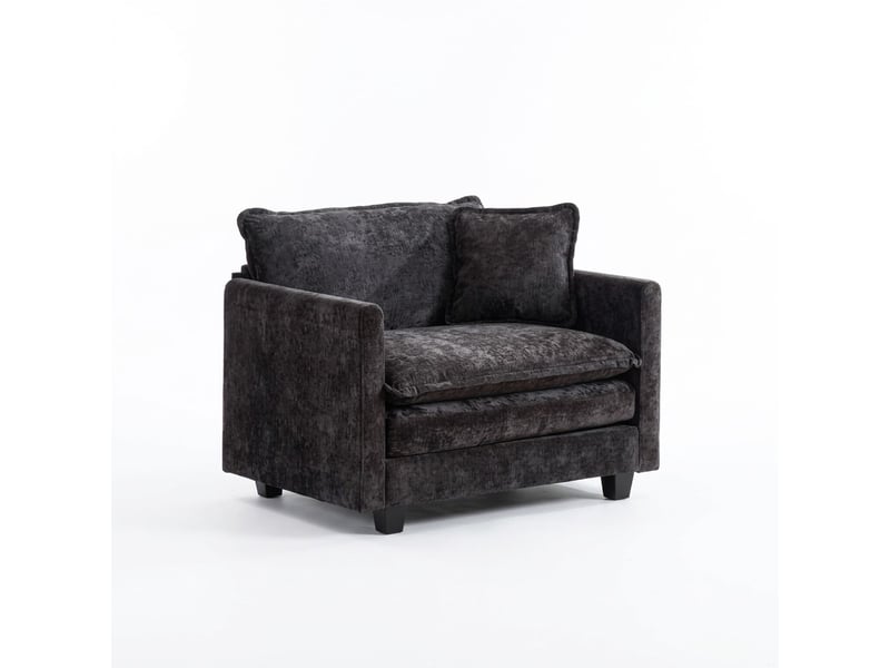  Fauteuil canapé cloud 1 place modulable - assise ergonomique ultra confortable salon - 107x75x84 cm - en tissu chenille noir  - Conforama A
