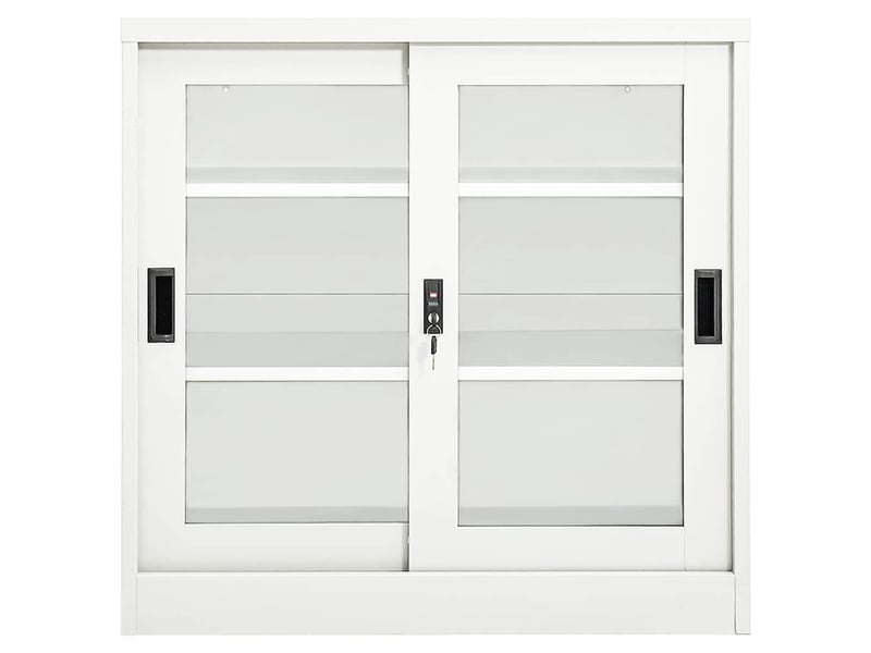  Armoire de rangement, armoire à portes coulissantes blanc 90x40x90 cm acier shl2094  - Conforama A