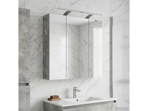 Armoire miroir salle de bain, meuble de rangement gris béton 70x14.5x70 cm shl4412