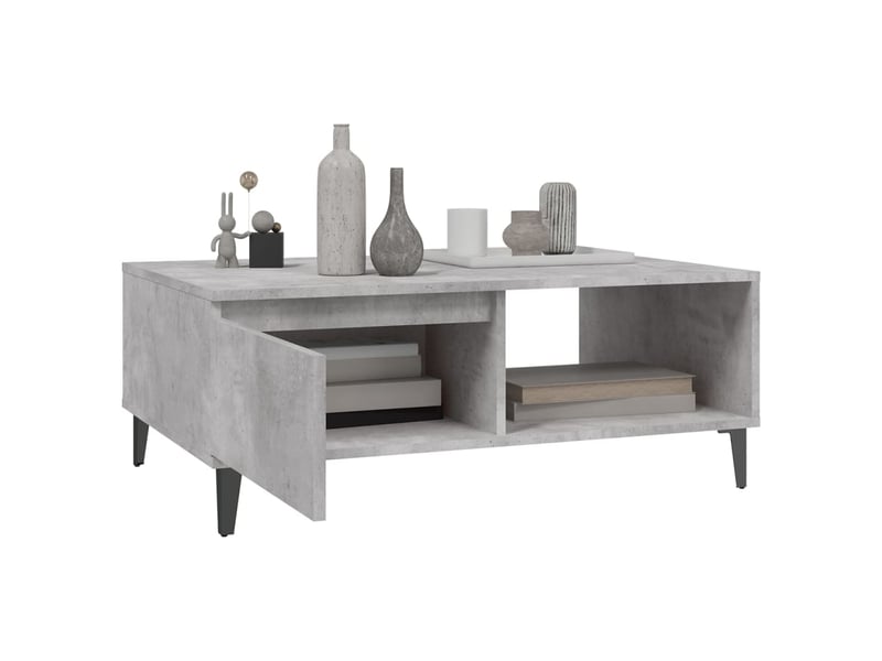  Table basse rectangulaire | table de salon gris béton 90x60x35 cm bois d'ingénierie shl8302  - Conforama D
