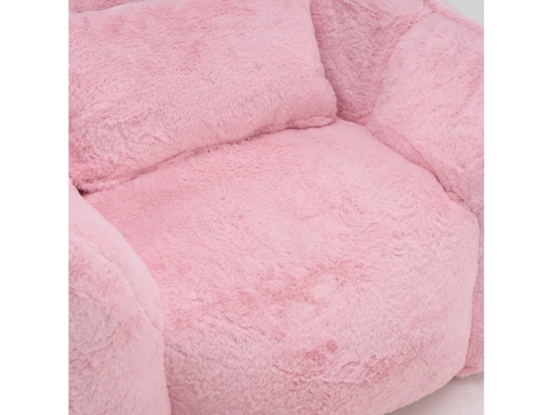  Fauteuil pouf géant 123x97x73 cm – rose – tissu peluche, coussin inclus et mousse haute densité  - Conforama E