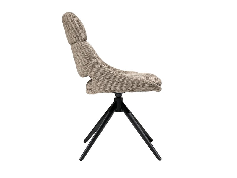  Lot 2 chaises de repas pivotantes 360° tissu taupe pieds métal – maple  - Conforama E