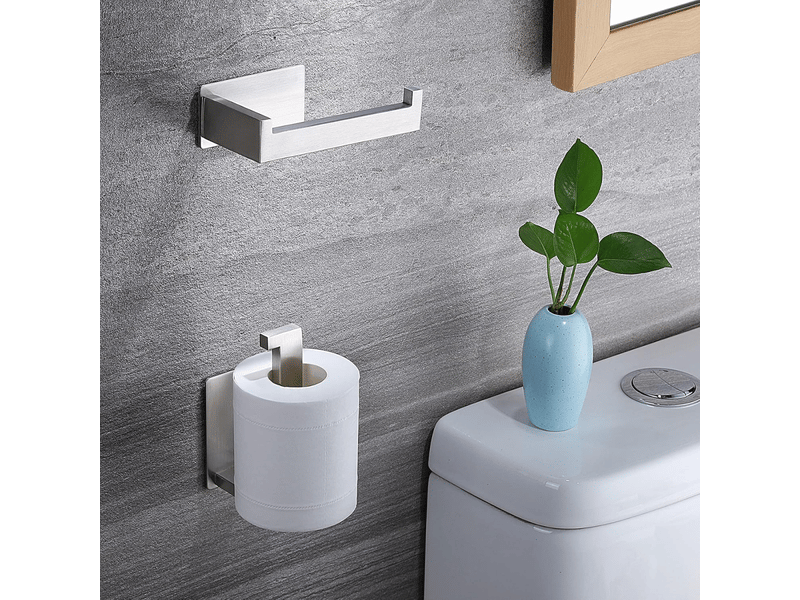  Porte-papier toilette, porte-rouleau de papier toilette adhésif, porte-papier toilette en acier inoxydable sus 304 (2 pièces, argent)  - Conforama D