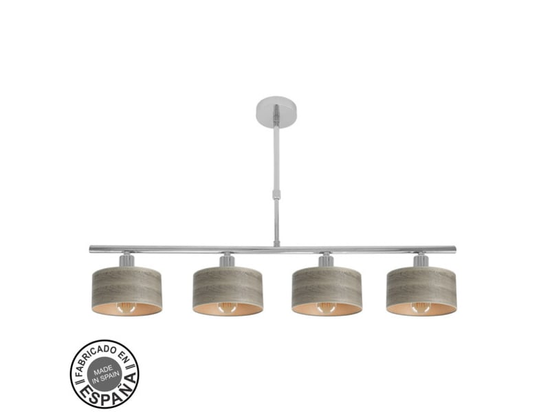  Lampe de plafond fabrilamp gilda chromebois gris 4 x e14 hauteur réglable 39-56 cm 76x14 cm 190354083 - Conforama A