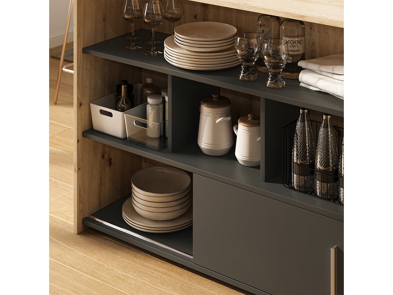  Vicco table de bar, chêne artisananthracite, 105x70cm  - Conforama D
