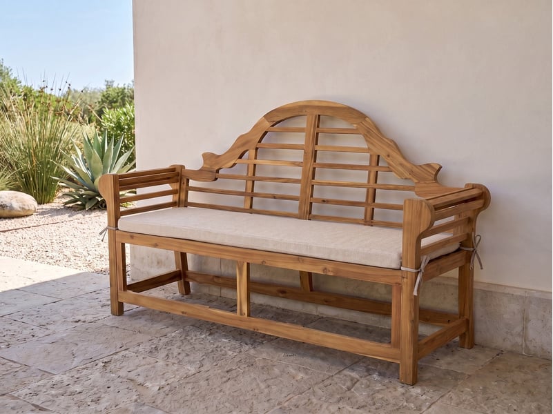  Banc avec coussin d'assise marlboro 180 cm acacia beige  - Conforama B