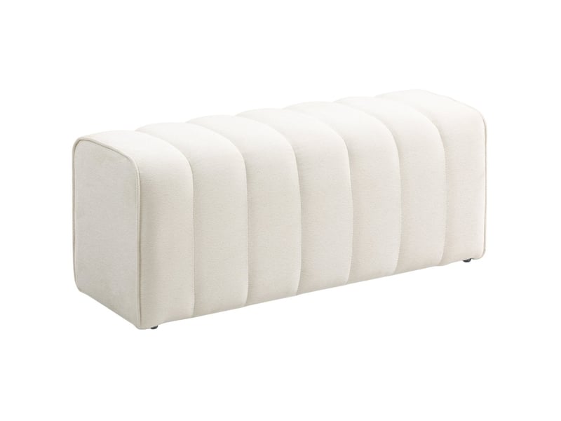  Banc de lit tcqpz rembourré 110 x 40 x 44 cm tissu aspect lin crème blanc  - Conforama A