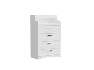 Commode 4 tiroirs - 73x39.5x114cm - meuble de rangement avec niche ouverte, bande led rgb réglable, style scandinave - blanc