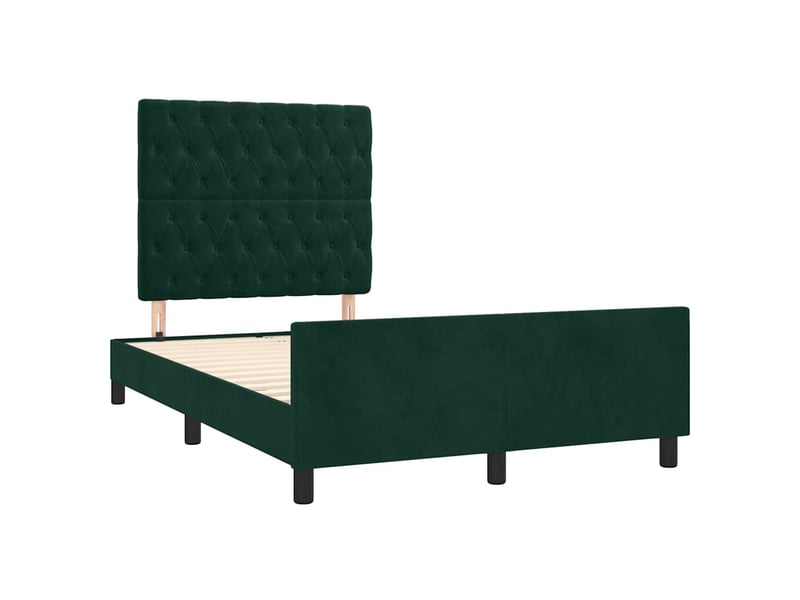 Lit double- lit adulte - cadre de lit sans matelas vert foncé 120x190 cm velours - Conforama B