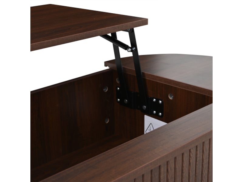  Table basse en bois de noyer réglable en hauteur avec rangement caché - 120x50 cm - 5 rangements  - Conforama E