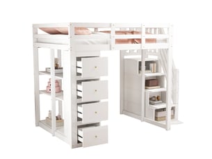Lit mezzanine 140x200 cm <strong></strong>  <strong></strong> coloris blanc
