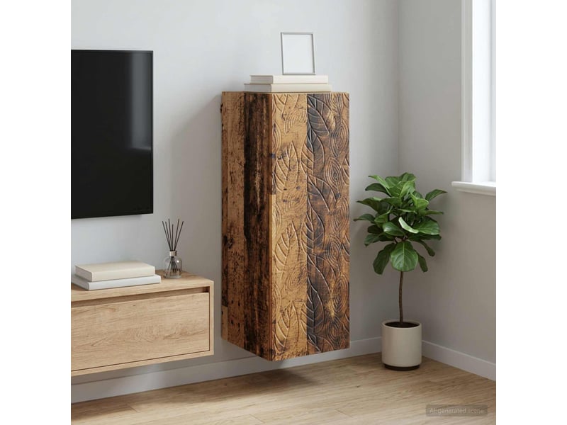 Armoire murale salon 33x34,5x90cm bois d'ingénierie bois ancien shl249  - Conforama B