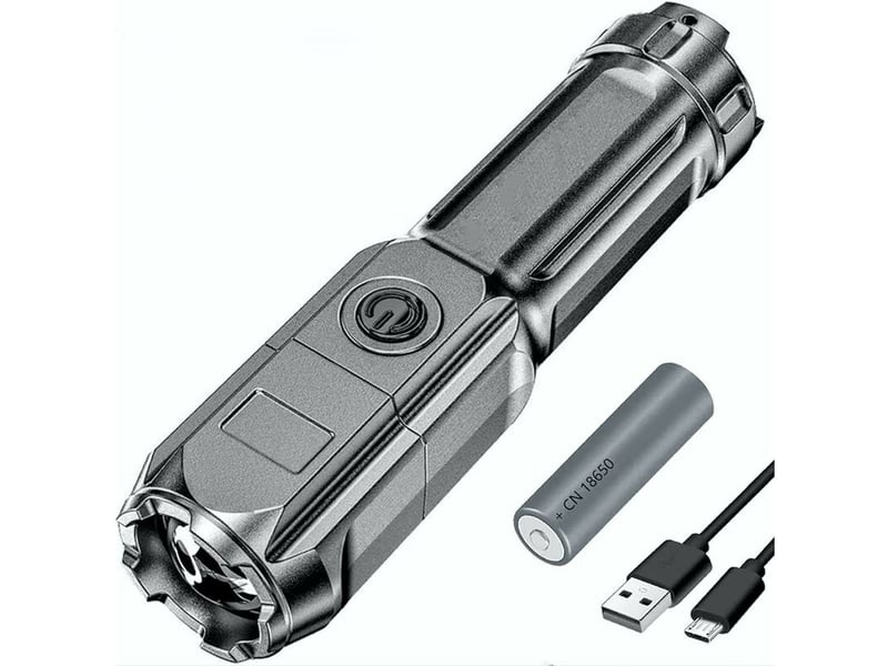  Lampe torche led sgt6 haute puissance de mise au point réglable, étanche, 4 modes rechargeable, lampe tactique avec zoom  - Conforama A
