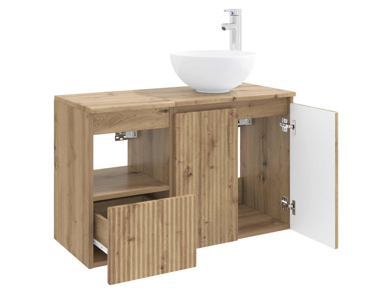  Ensemble de mobilier de salle de bain 2 pc chêne artisanal cf64063  - Conforama D
