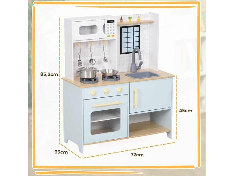  Cuisine d'imitation 72x33x85,2 cm avec micro-ondes mdf bleue  - Conforama E