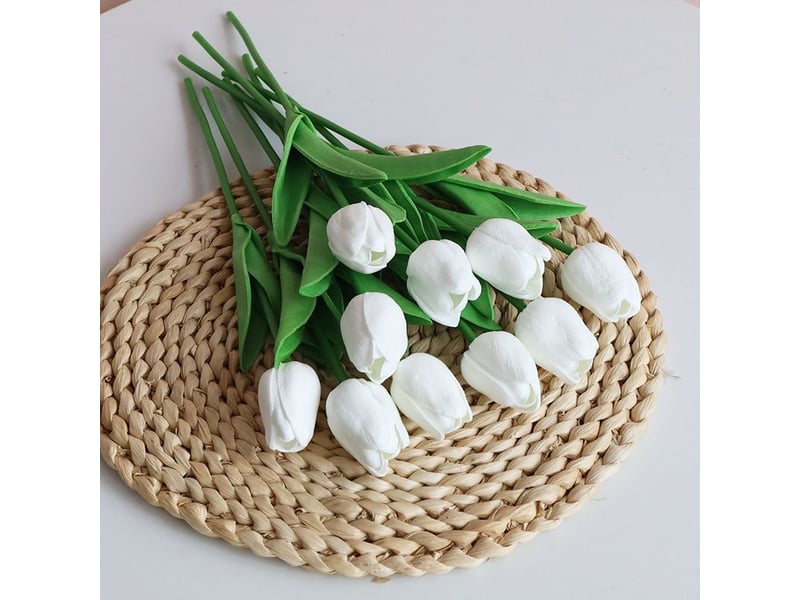  Kaelt - simulation fleur tulipe fausse fleur latex matériel toucher réel salle de mariage famille hôtel fête intérieur étude bricolage décoration  - Conforama C