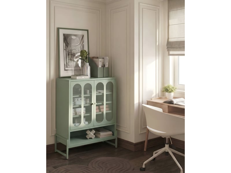  Commode 2 portes soletta métal vert menthe  - Conforama B
