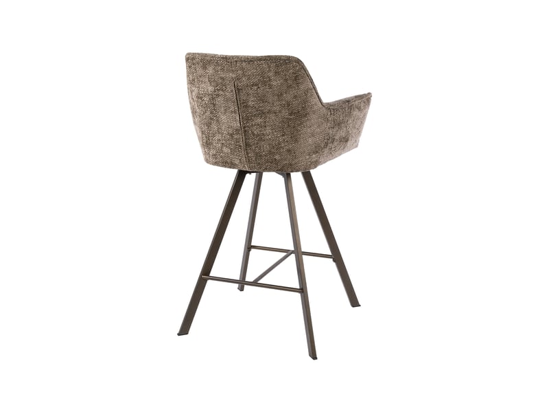  Lot 2 chaises de bar pivotantes tissu texturé taupe et bronze - jordi  - Conforama E