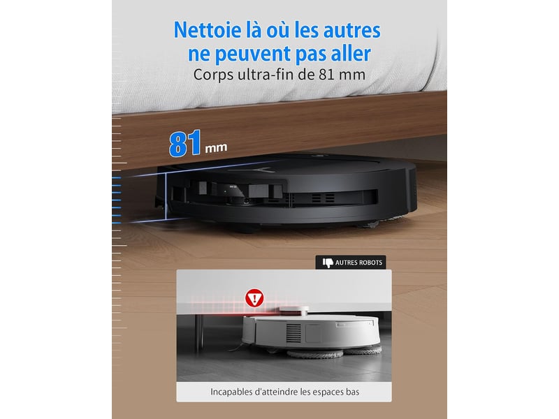  ECOVACS DEEBOT T50 Omni Gen3 Robot Aspirateur Laveur, 25000Pa, TruEdge 2.0, ZeroTangle 3.0, 81mm 25000Pa, AIVI 3D 2.0, 81mm - Conforama D